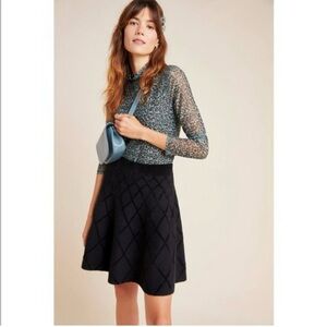 Anthropologie Maeve Kristina Chenille black knit mini Skirt SZ Small